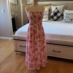 Floral Pink and White Maxi Dress
